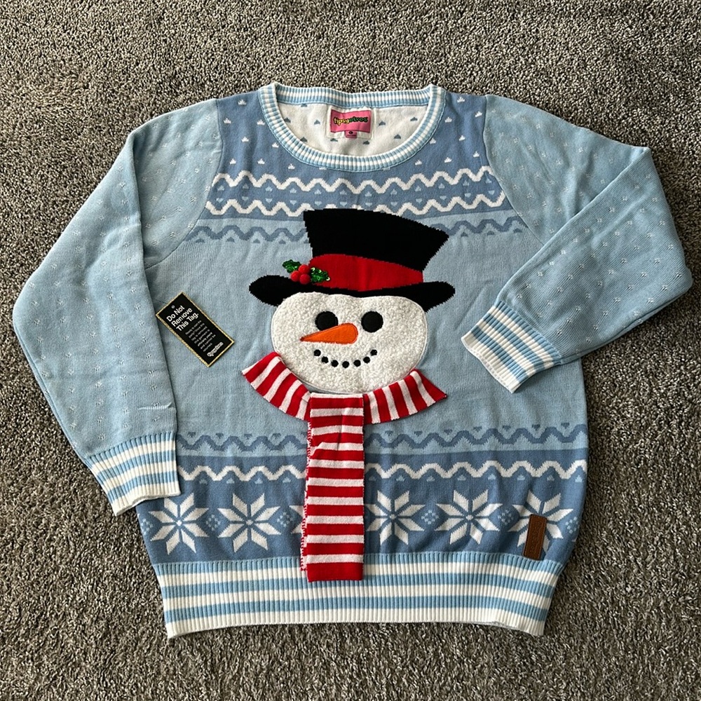 FROSTY THE SNOWMAN TIPSY ELVES NWT CHRISTMAS SWEATER SZ L